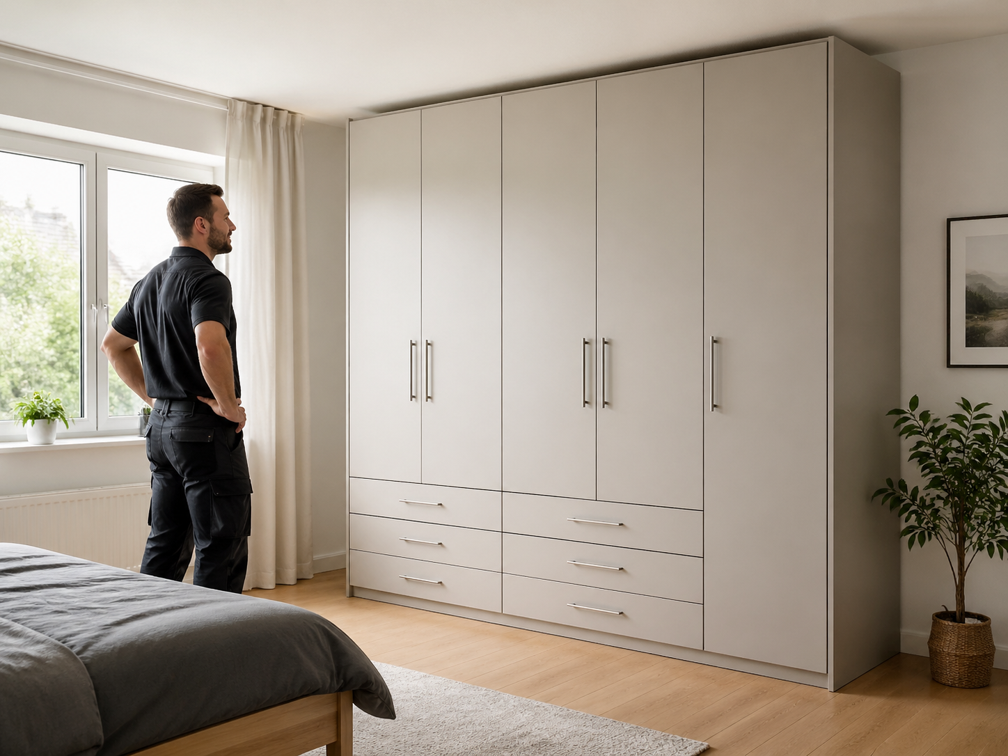 Fertig montierter Kleiderschrank nach der Möbelmontage