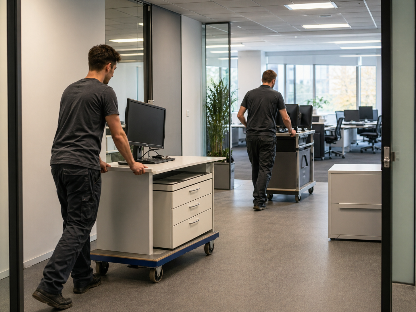 Firmenumzug in NRW – Büroeinrichtung wird professionell verpackt und transportiert
