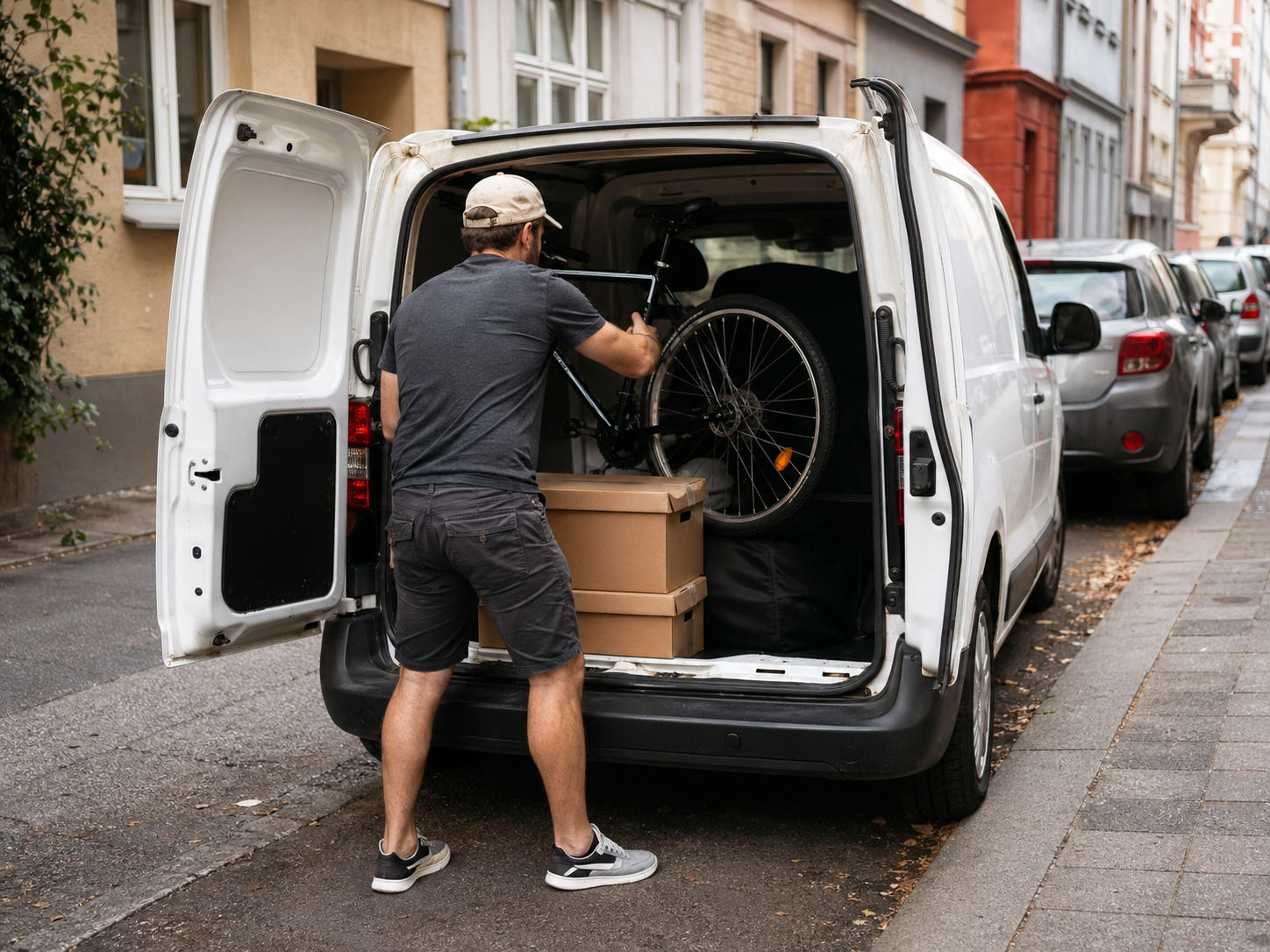 Kleintransport in NRW – sperrige Pakete und Kartons werden in einen Transporter geladen