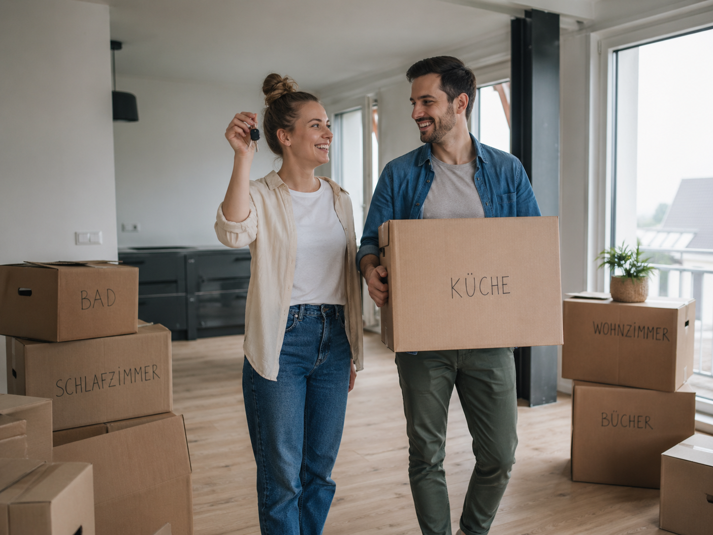 Privatumzug in NRW – Familie beim Einzug in die neue Wohnung