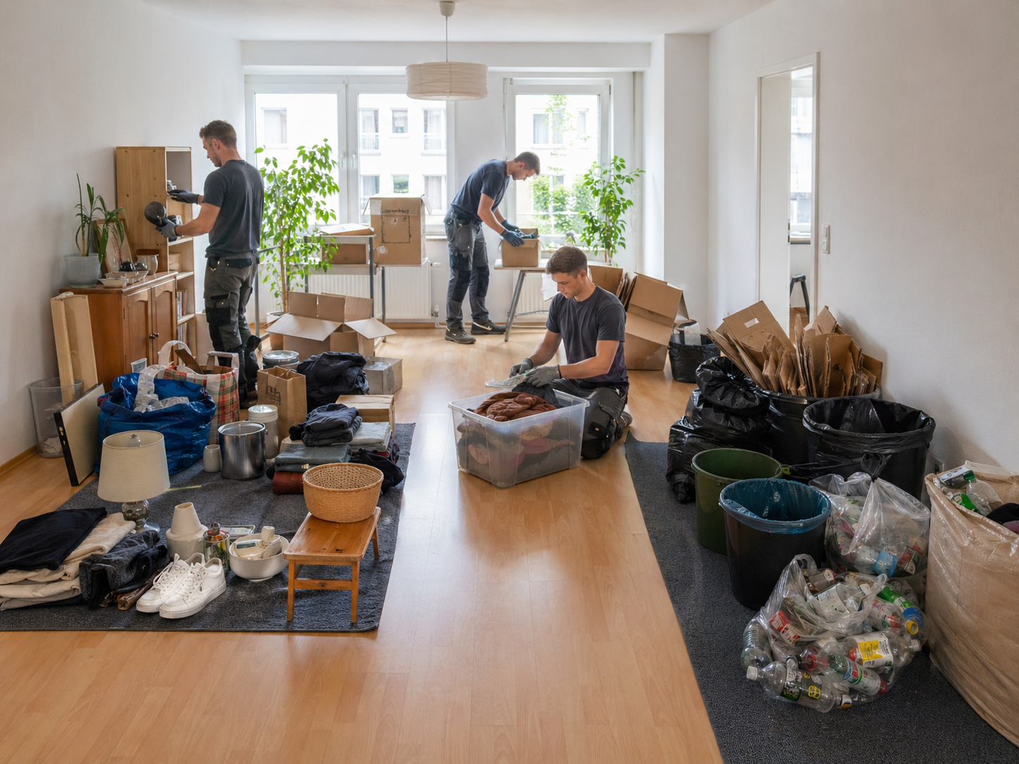 Vollgestellter Raum vor der Entrümpelung – Möbel und Hausrat werden entsorgt