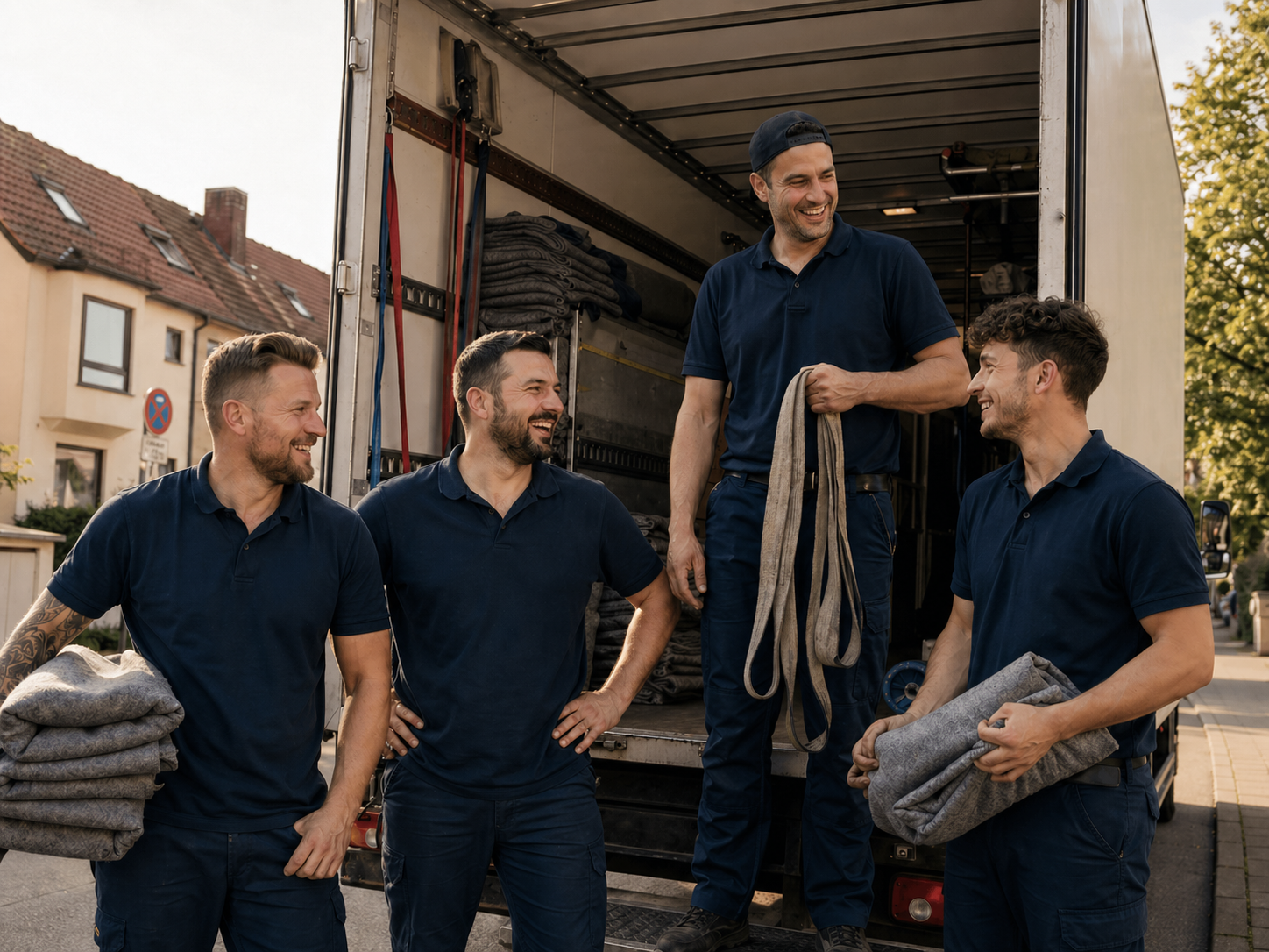 Das Team von Umzug Transport NRW vor dem Transporter